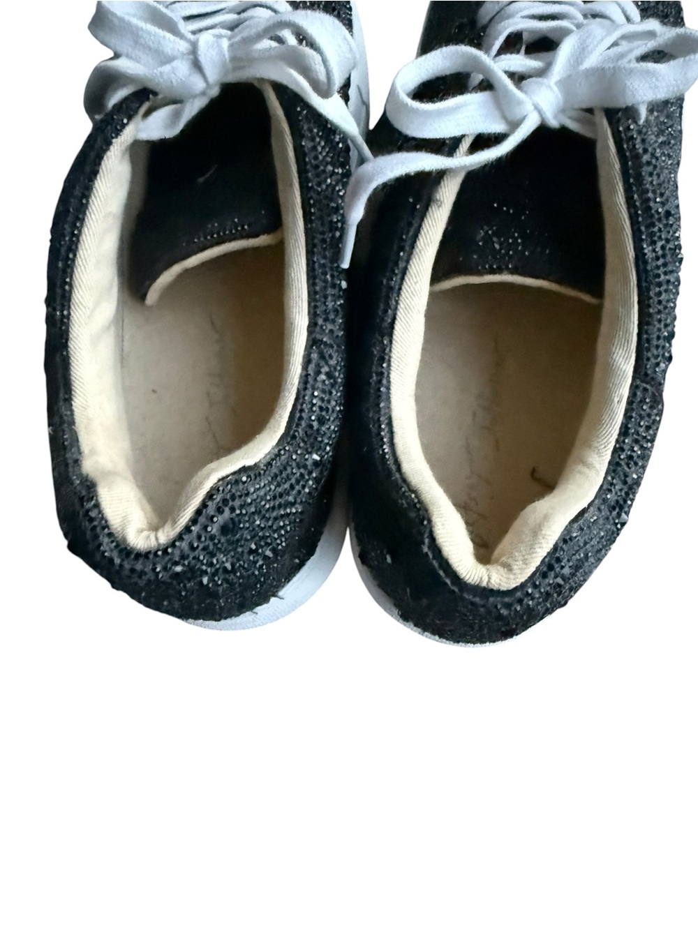 Betsy Johnson “Sidny”  Black sparkle Lace-Up Platform Sneakers - Picture 6 of 9